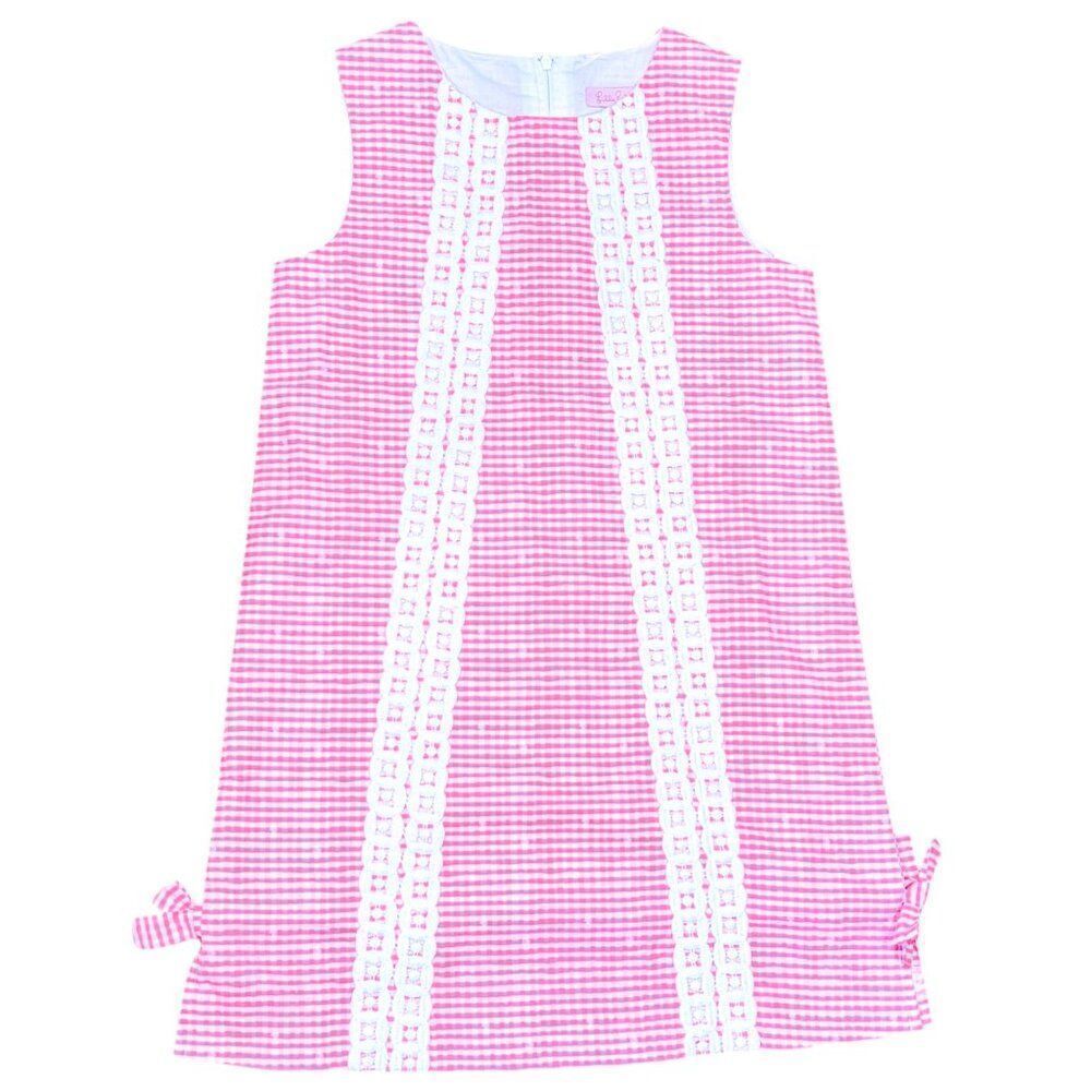 NWT! Lilly Pulitzer Little Lilly Fiesta Pink Gingham Classic Shift Dress Size 8